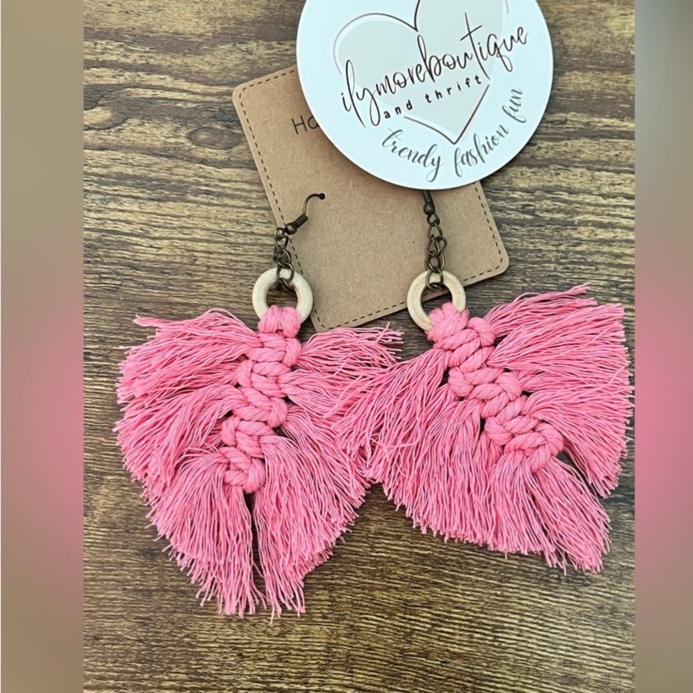 Pink Fringe Earrings